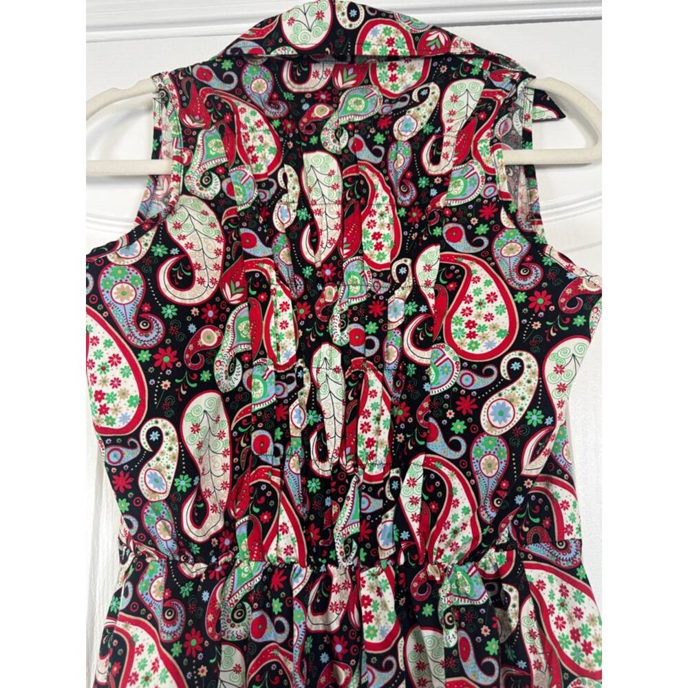 Voodoo Vixen Saranya Paisley Fit Flare Dress Retro Rockabilly Cotton M - Picture 4 of 11
